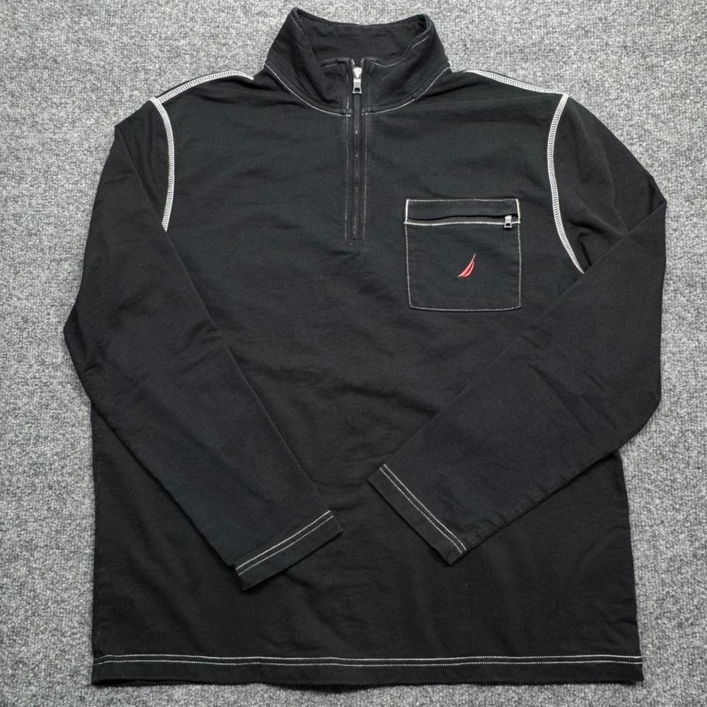 Nautica Contrast Stitching Quarter Zip Pullover‎ Size Large